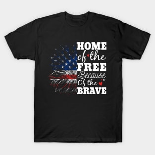 4th Of July Sunflower Home Of The Free Because Of The Brave T-Shirt